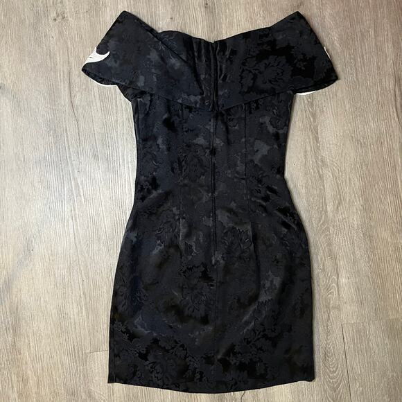 Vintage 90's Scott McClintock Formal Event Dress $ Black White Lace Edwardian - Picture 9 of 12